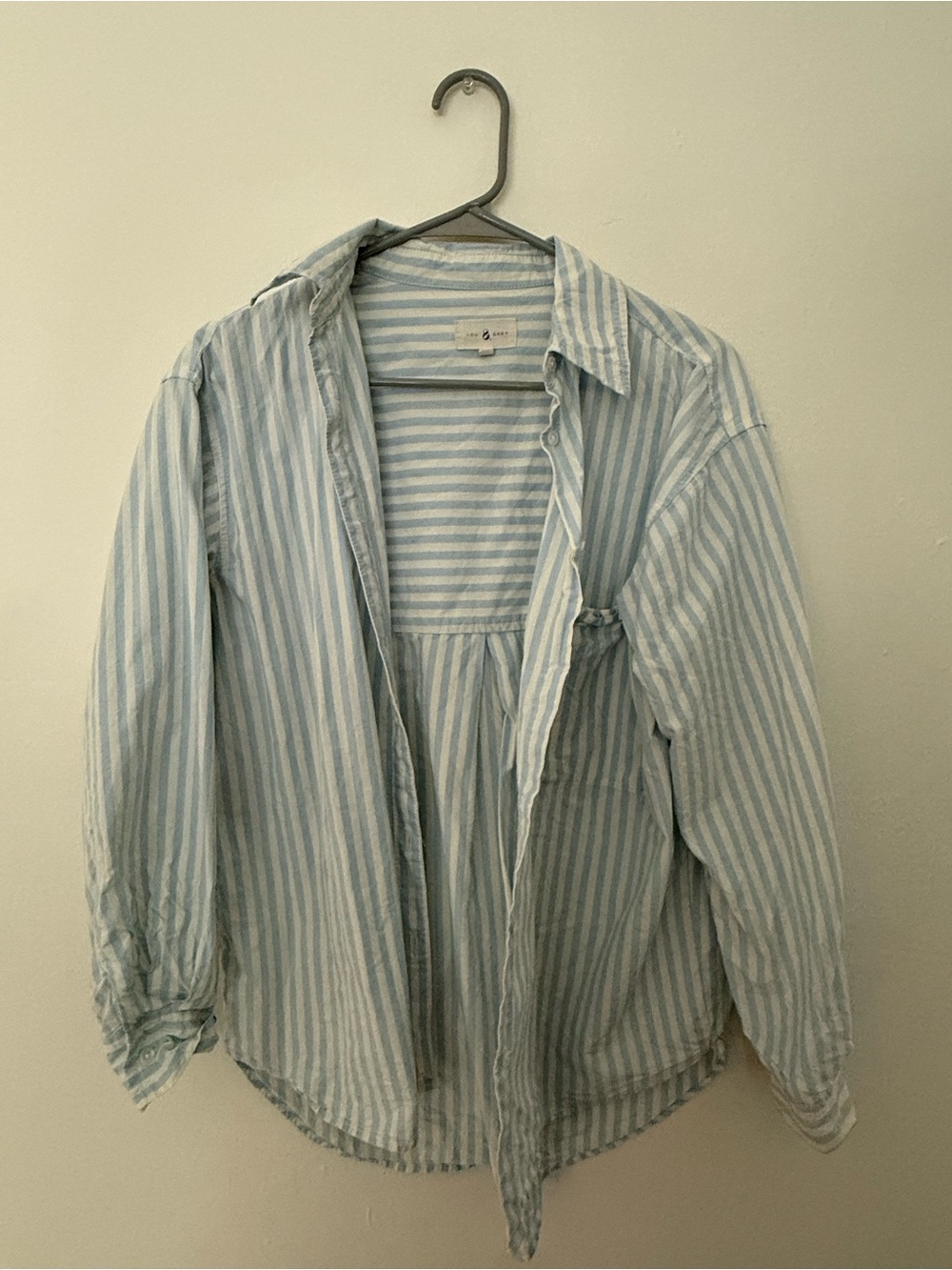 Lou & Grey Light Blue and White Striped Button-Down Shirt